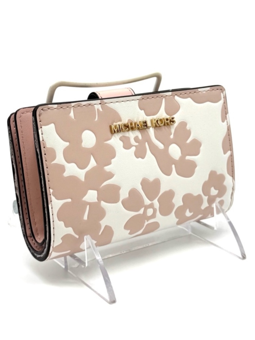 Michael Kors Medium Quilted Bifold Zip Chain Wallet Powder Blush